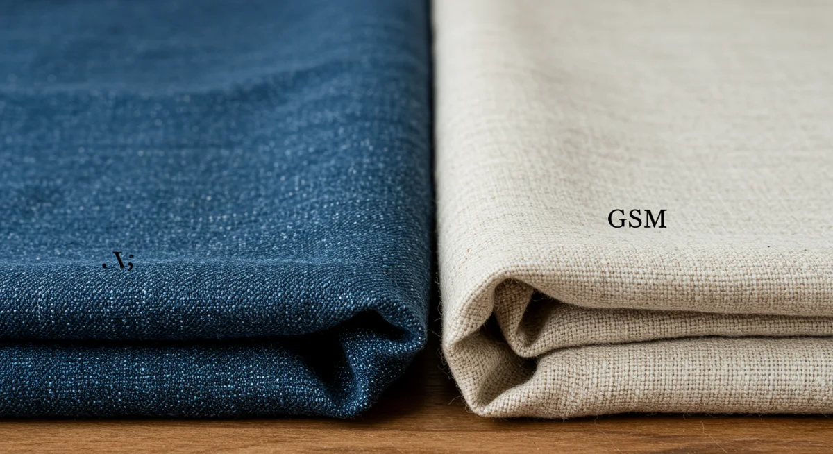 Comparison of high GSM denim and low GSM linen fabrics.