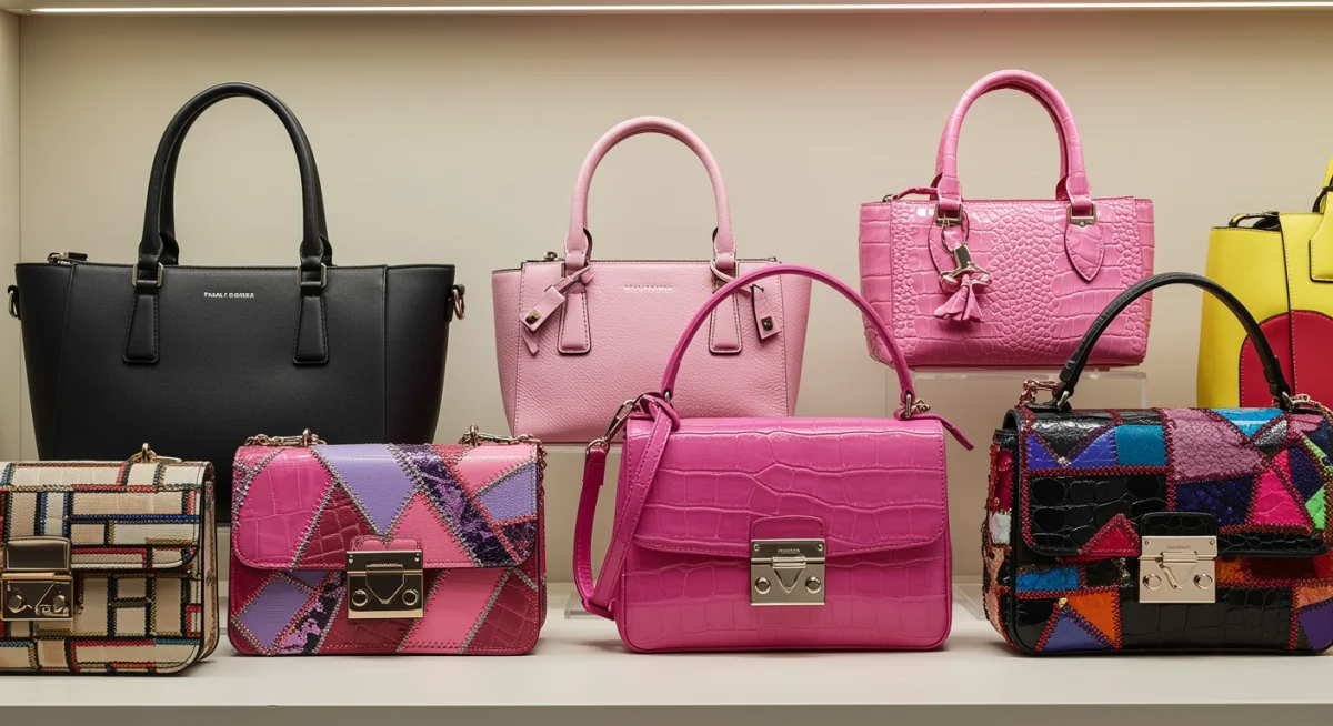 Assortment of stylish handbags for various occasions, displaying 2026 fashion.
