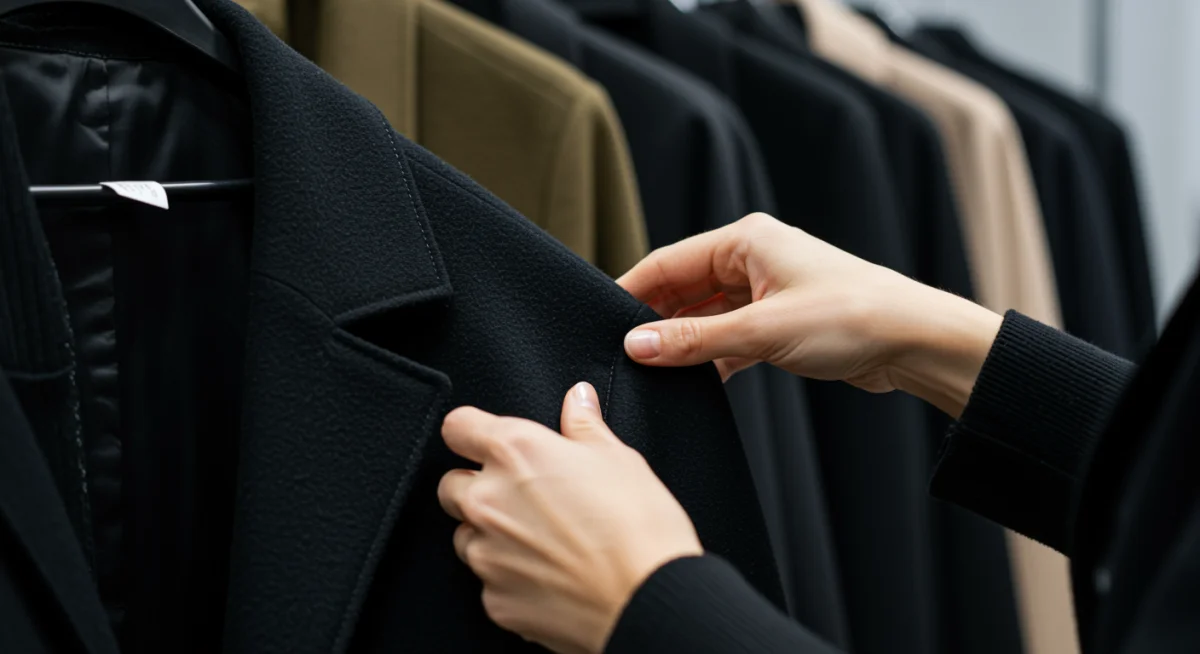 Hands examining fabric quality of designer garment