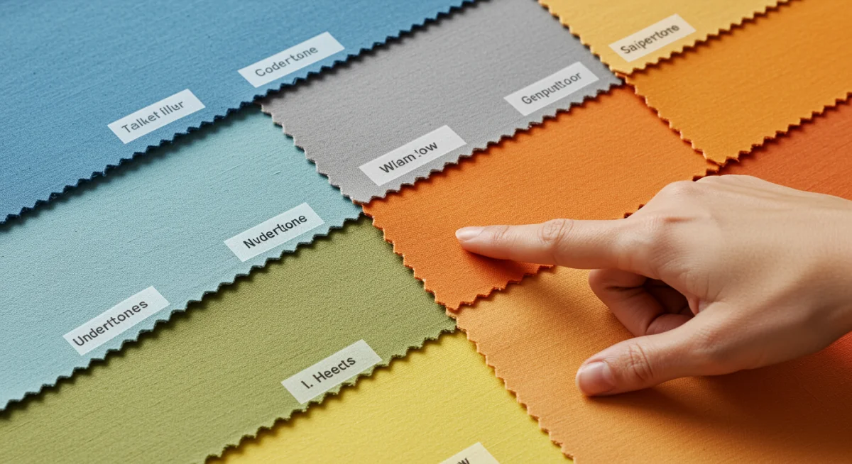 Fabric swatches demonstrating warm and cool color palettes for fashion.