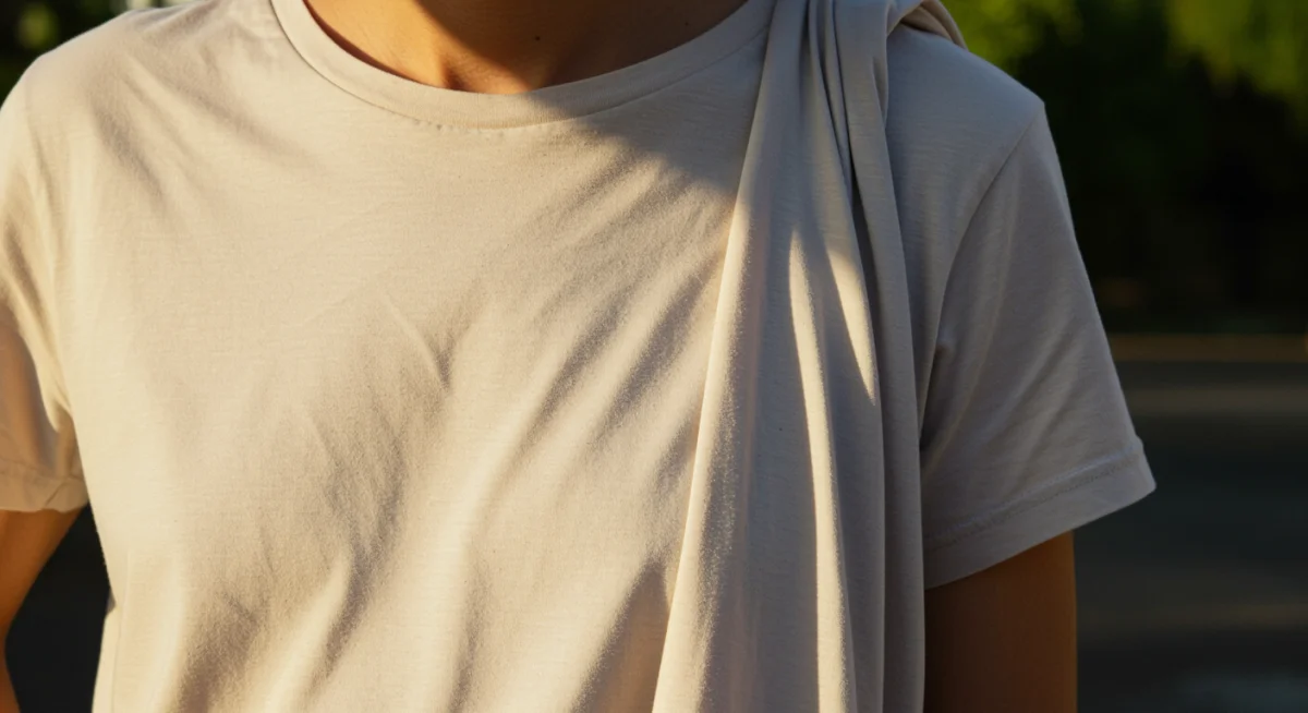 Lightweight cotton t-shirt showcasing excellent drape and breathability.