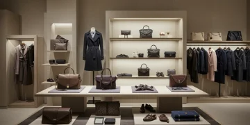 Luxury Brand Y's new collection displayed in a high-end boutique, showcasing elevated craftsmanship and design.