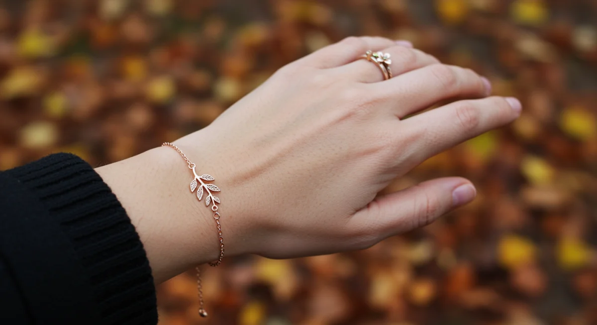 Nature-inspired leaf bracelet and floral ring