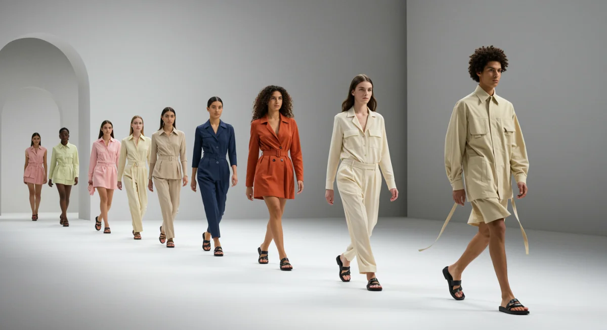 Runway models presenting 2026 fashion in Pantone-predicted colors