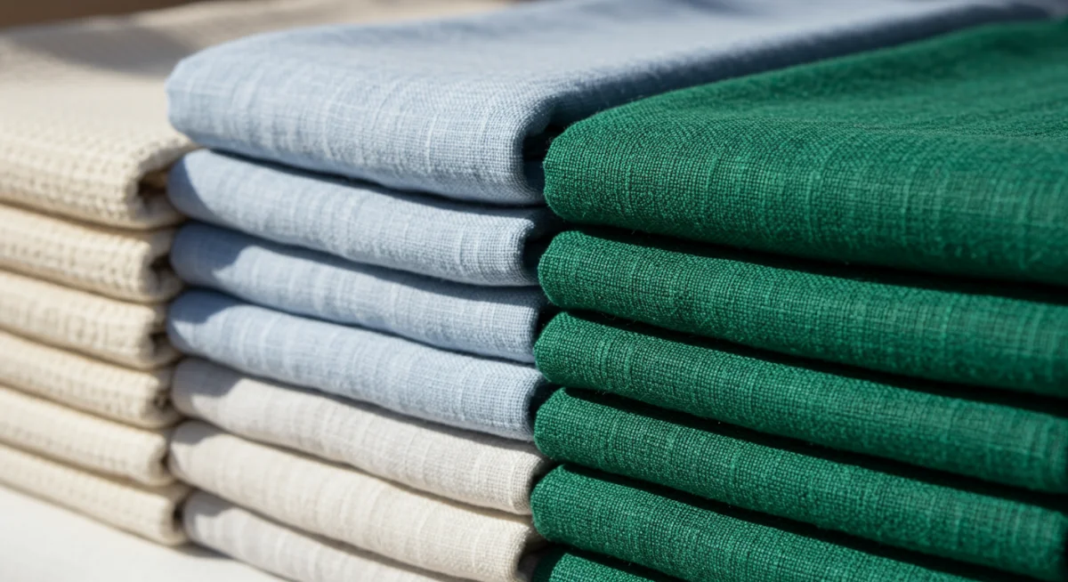 Close-up of lightweight, breathable summer fabrics like cotton and linen