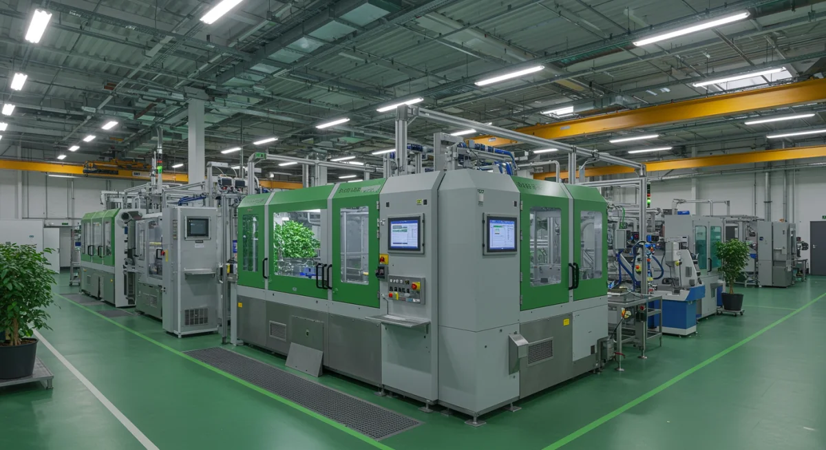 Sustainable manufacturing facility with advanced water and energy-saving technology.