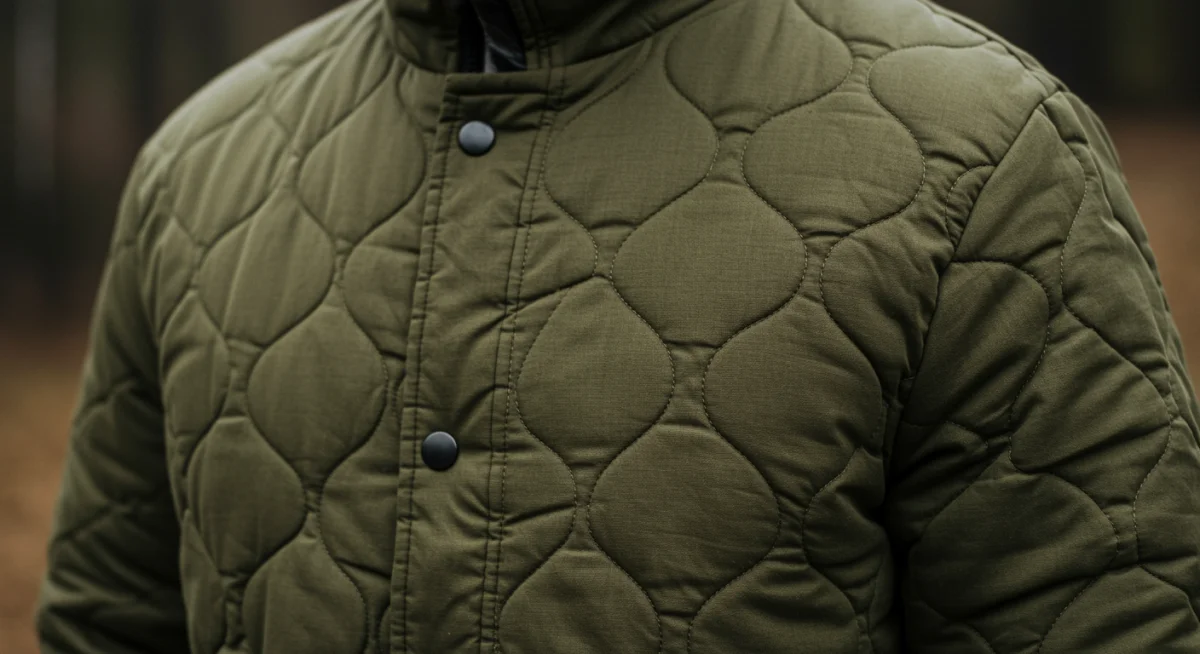 Sustainable quilted puffer jacket design detail