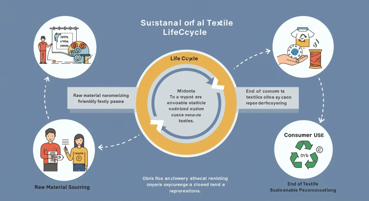 Sustainable textile lifecycle infographic, Brand X environmental impact