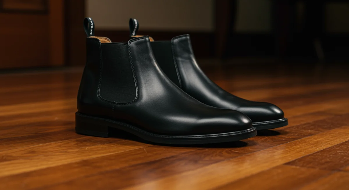 Classic black leather Chelsea boots, durable and versatile footwear
