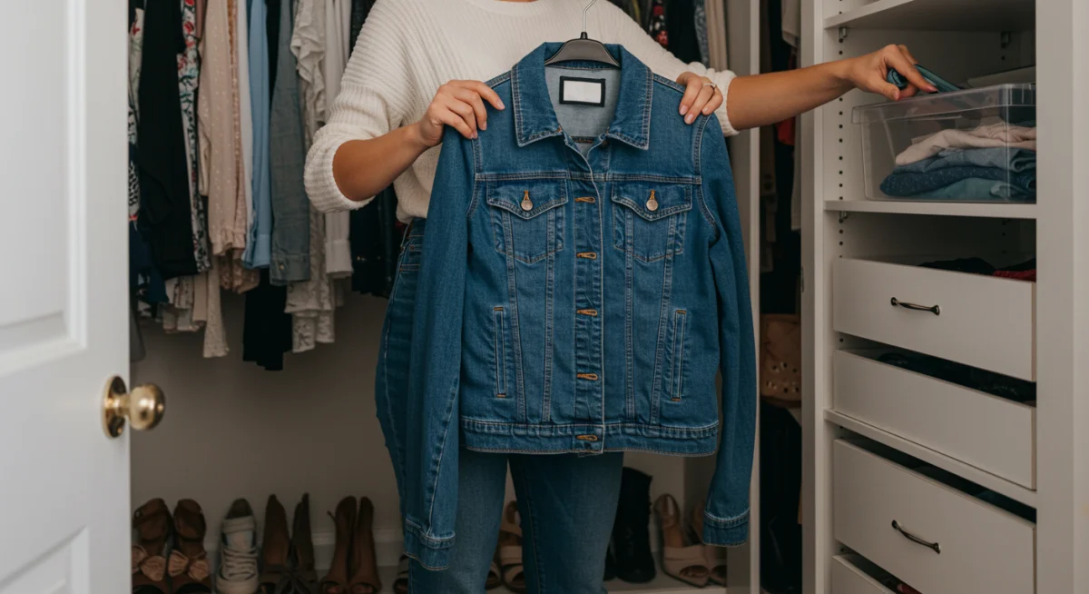 Organized wardrobe with versatile summer and transitional fashion pieces