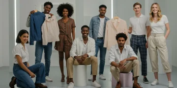 Group of diverse people happily testing new clothing designs